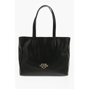 Moschino LOVE Faux Leather Tote Bag with Heart Shaped Pouch
