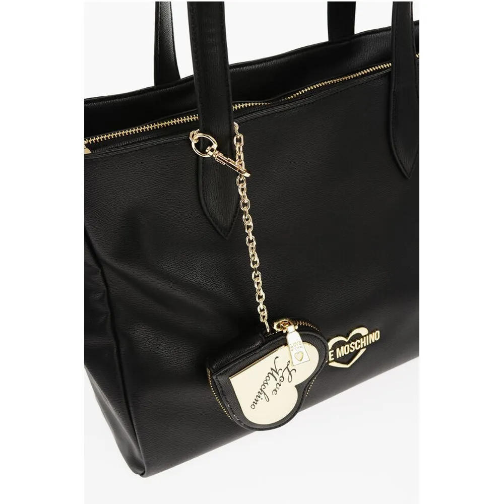 Moschino LOVE Faux Leather Tote Bag with Heart Shaped Pouch