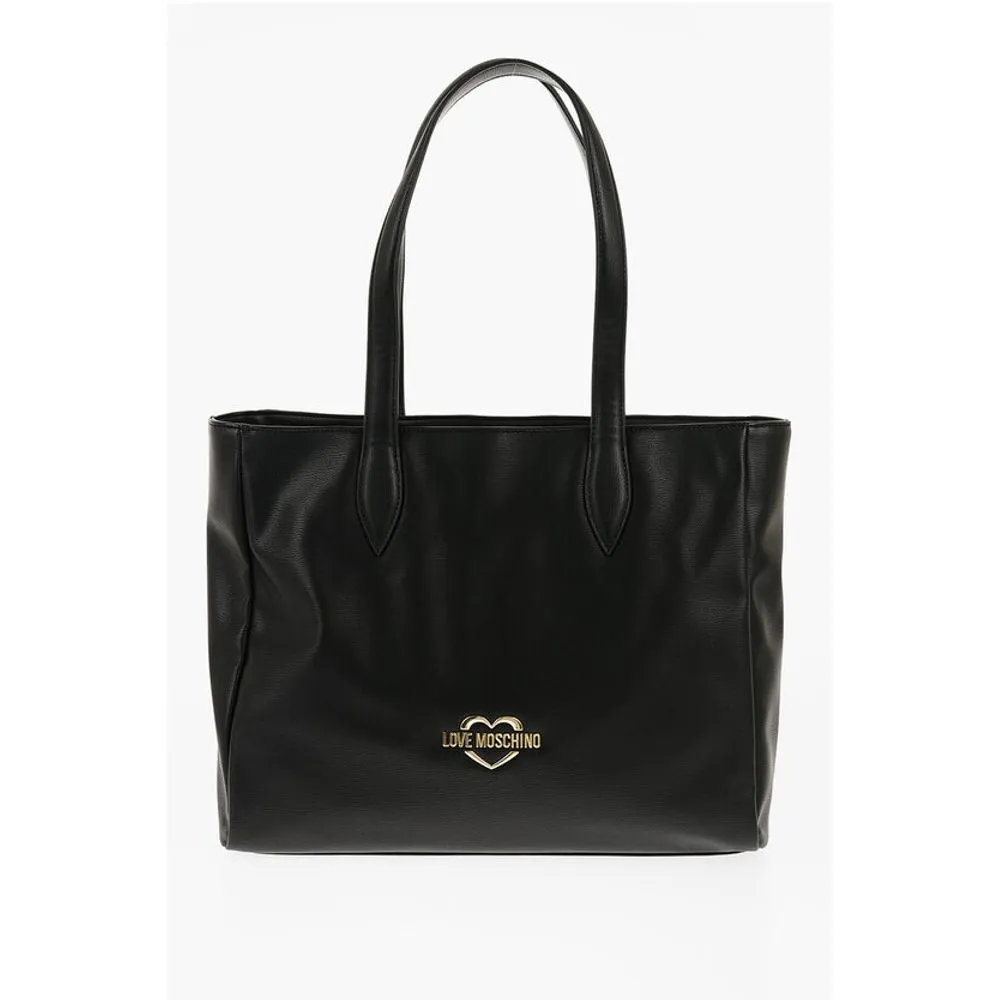 Moschino LOVE Faux Leather Tote Bag with Heart Shaped Pouch