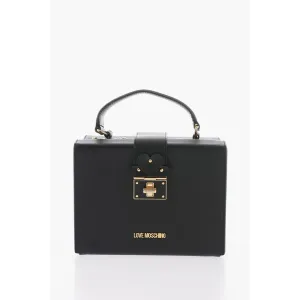 Moschino LOVE Leather Briefcase Bag with Turn Lock Closure