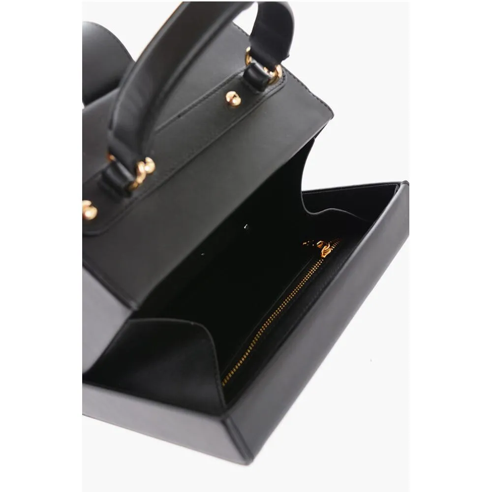 Moschino LOVE Leather Briefcase Bag with Turn Lock Closure