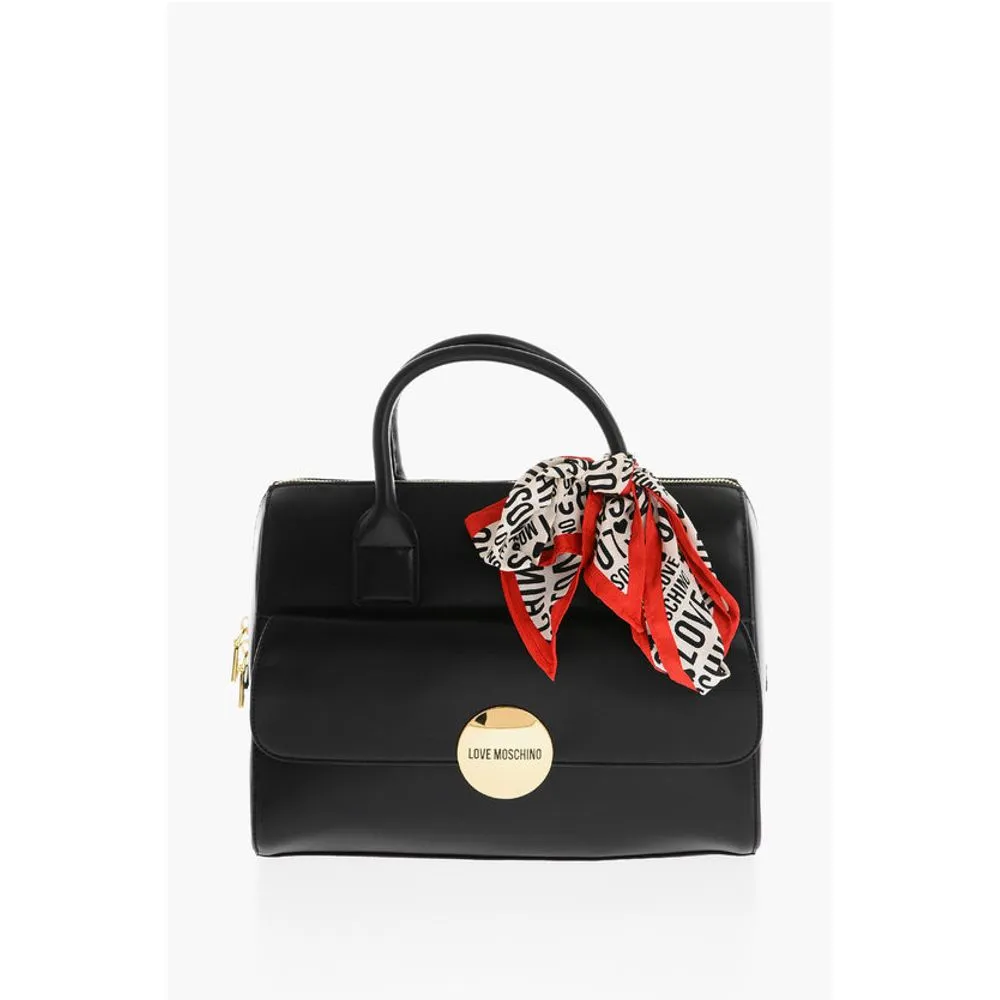 Moschino LOVE logoed handkerchief faux leather SIMPLE HOOP Women's handbag