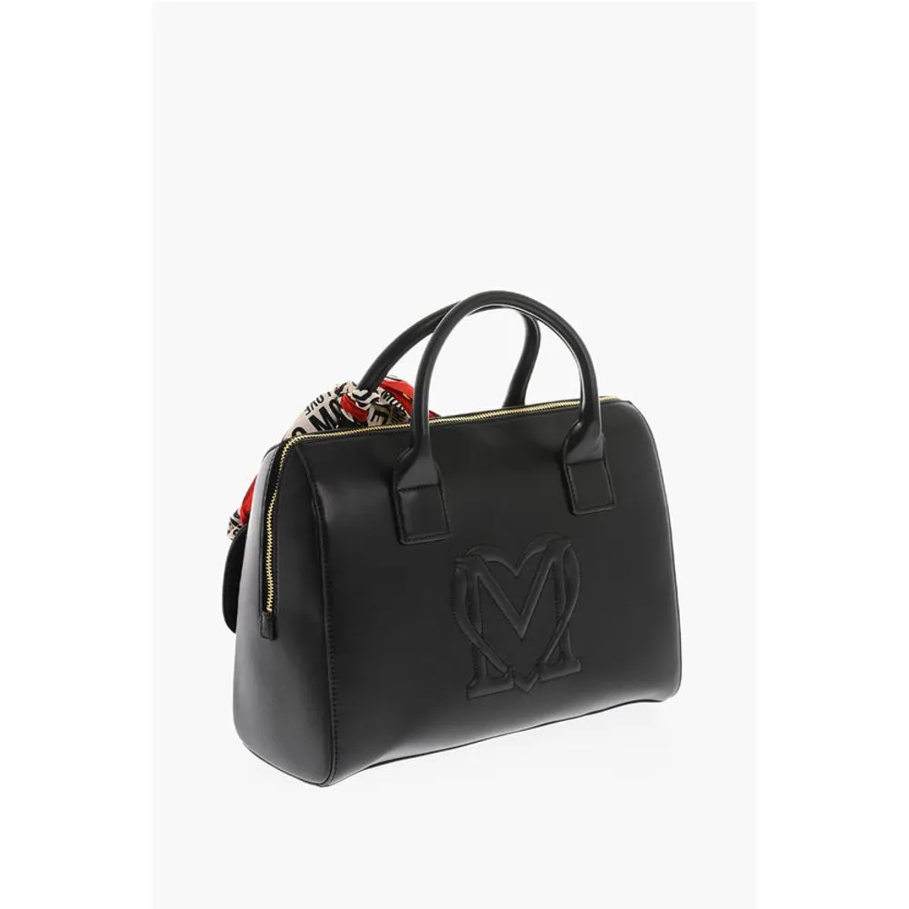 Moschino LOVE logoed handkerchief faux leather SIMPLE HOOP Women's handbag