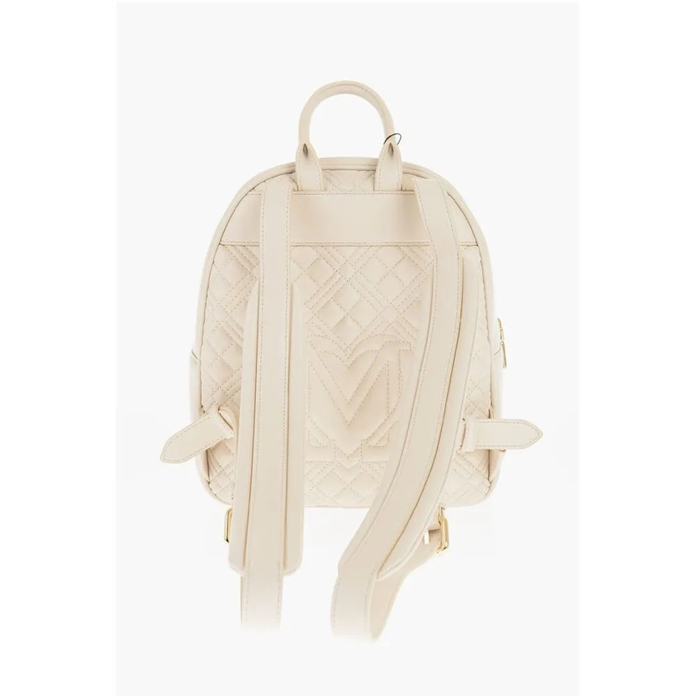Moschino LOVE Quilted Faux Leather Backpack with Golden Logo