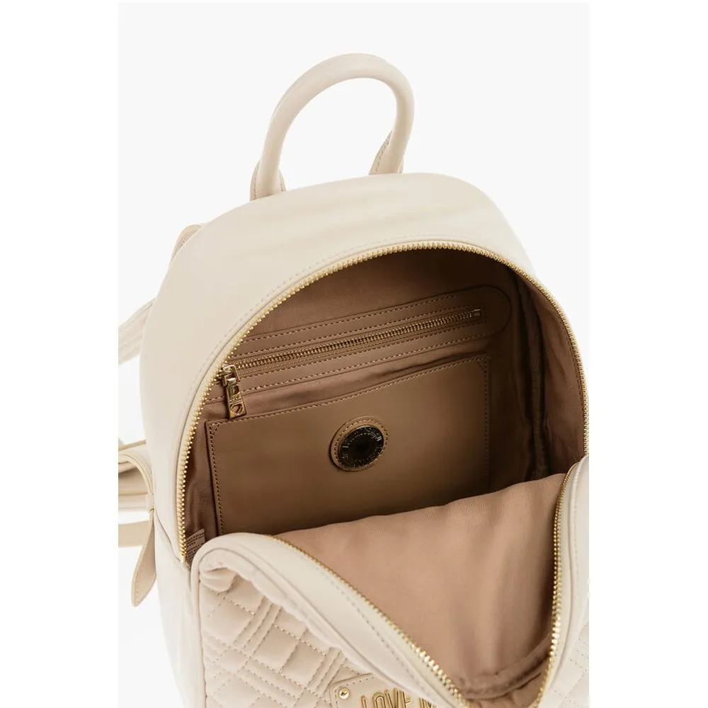 Moschino LOVE Quilted Faux Leather Backpack with Golden Logo