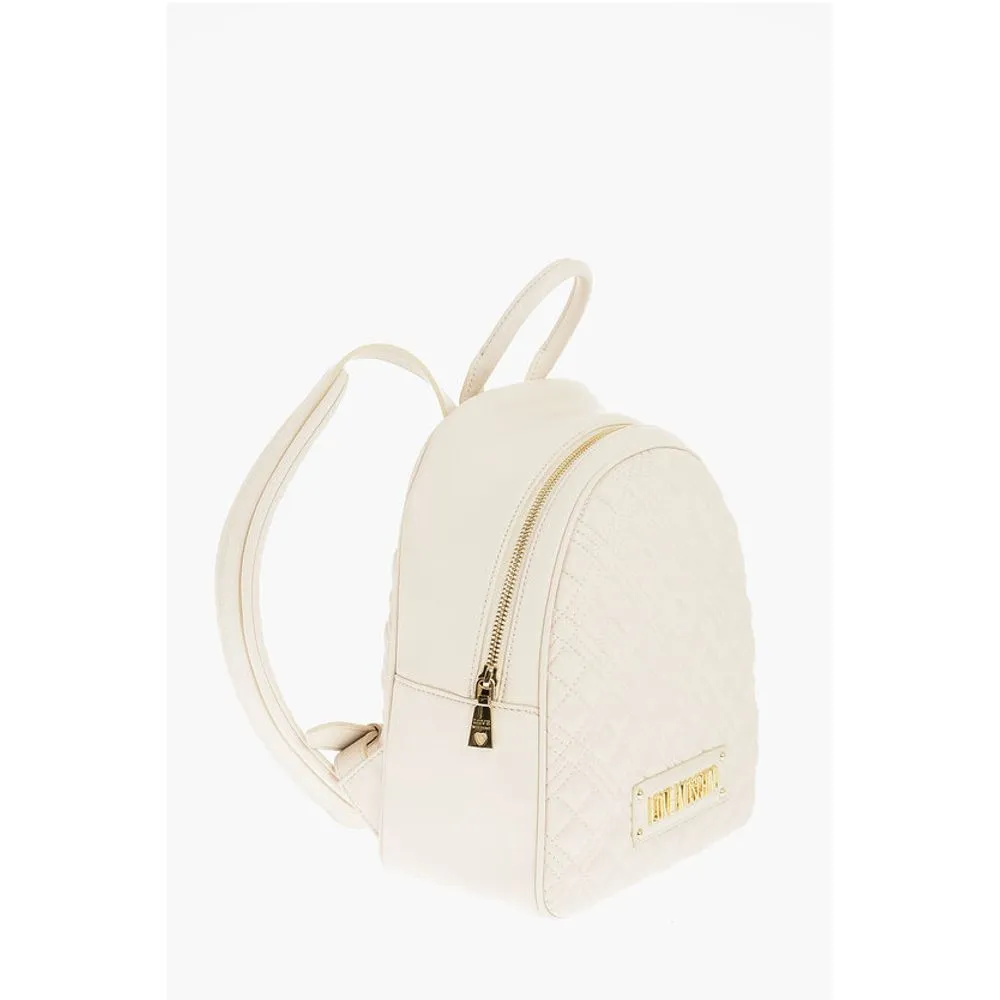 Moschino LOVE Quilted Faux Leather Backpack with Golden Logo
