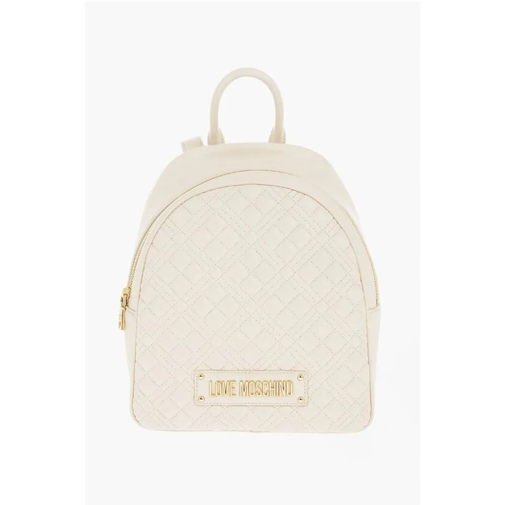 Moschino LOVE Quilted Faux Leather Backpack with Golden Logo