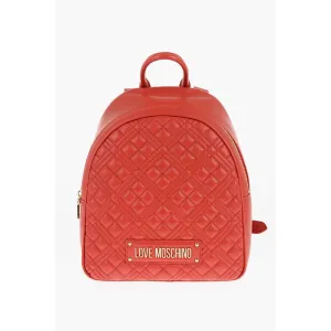 Moschino LOVE Quilted Faux Leather Backpack with Golden Logo