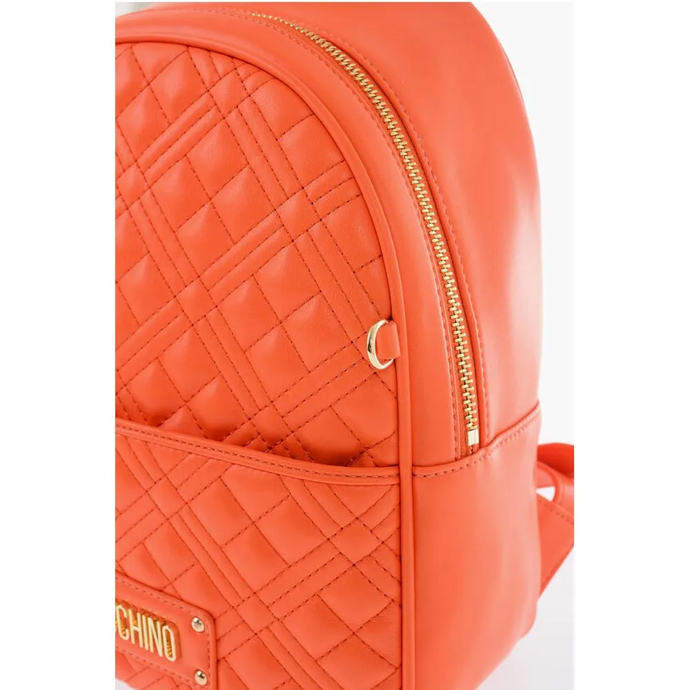 Moschino LOVE Quilted Faux Leather Backpack with Matched Pouch
