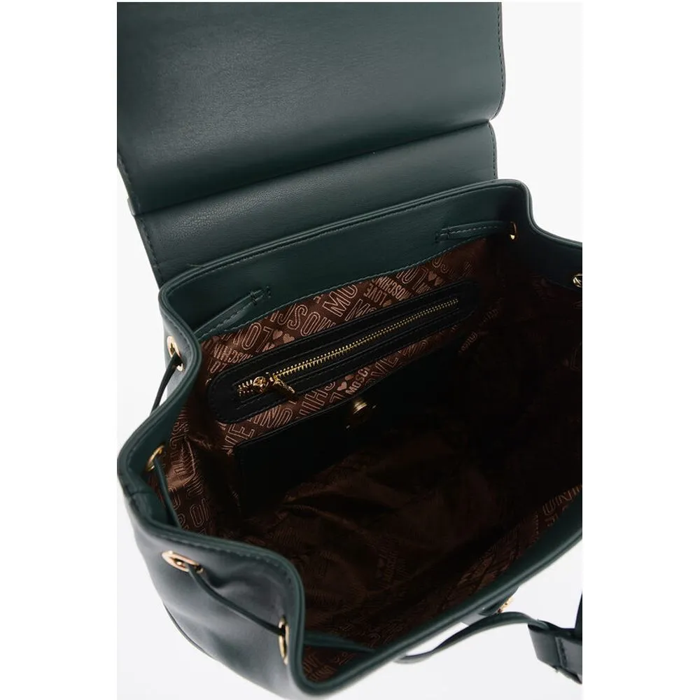 Moschino LOVE Quilted Faux Leather Backpack with Metal Golden Logo