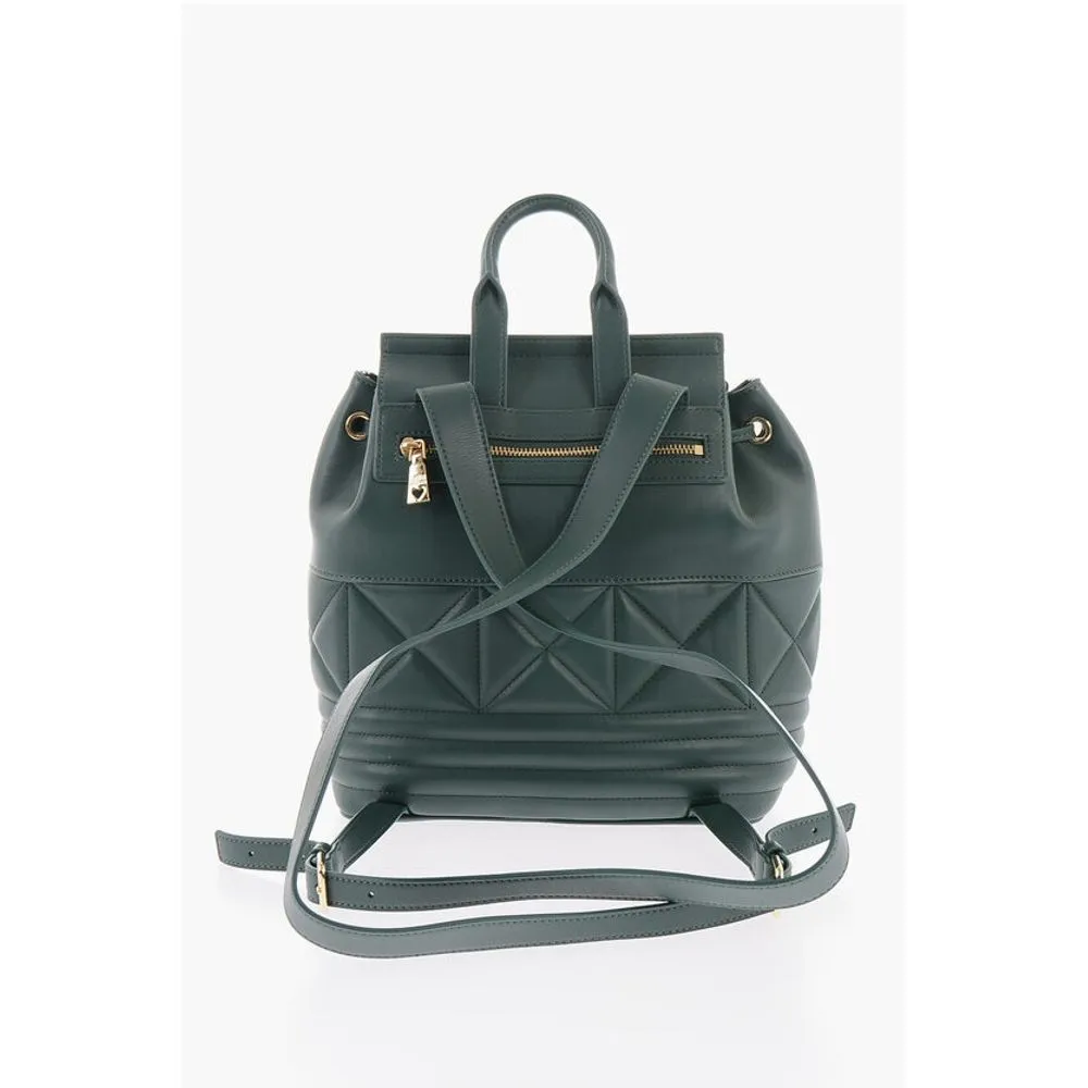 Moschino LOVE Quilted Faux Leather Backpack with Metal Golden Logo