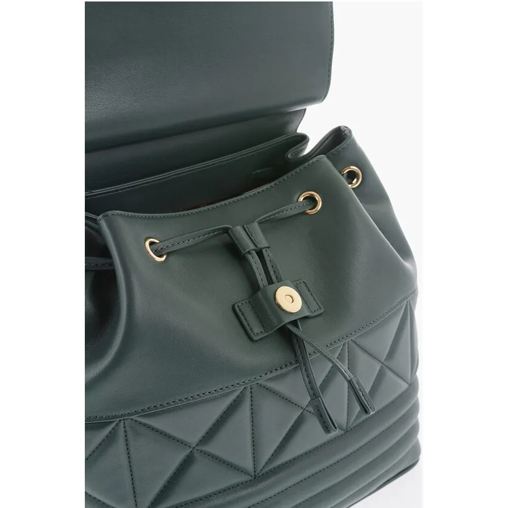 Moschino LOVE Quilted Faux Leather Backpack with Metal Golden Logo