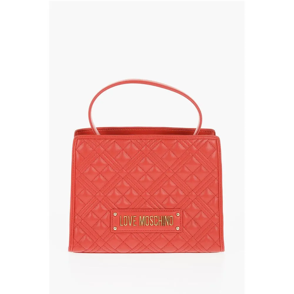 Moschino LOVE Quilted Faux Leather Bag with Removable Shoulder Strap