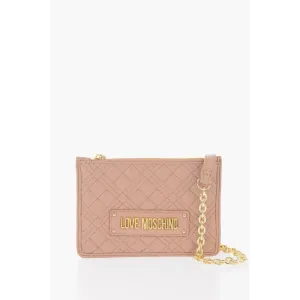 Moschino LOVE Quilted Faux Leather Clutch with Removable Chain Should