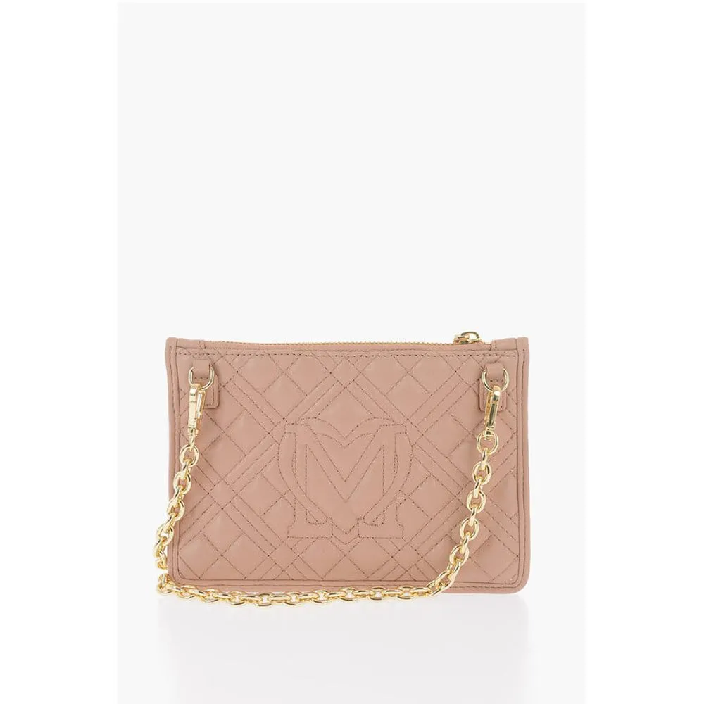 Moschino LOVE Quilted Faux Leather Clutch with Removable Chain Should