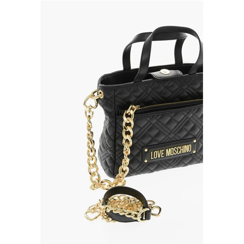 Moschino LOVE Quilted Faux Leather Handbag with Golden Chain