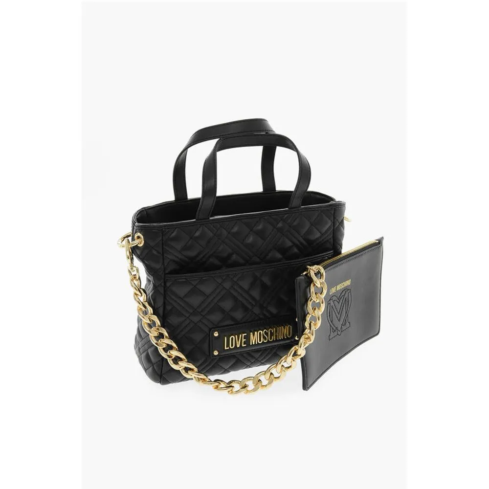 Moschino LOVE Quilted Faux Leather Handbag with Golden Chain