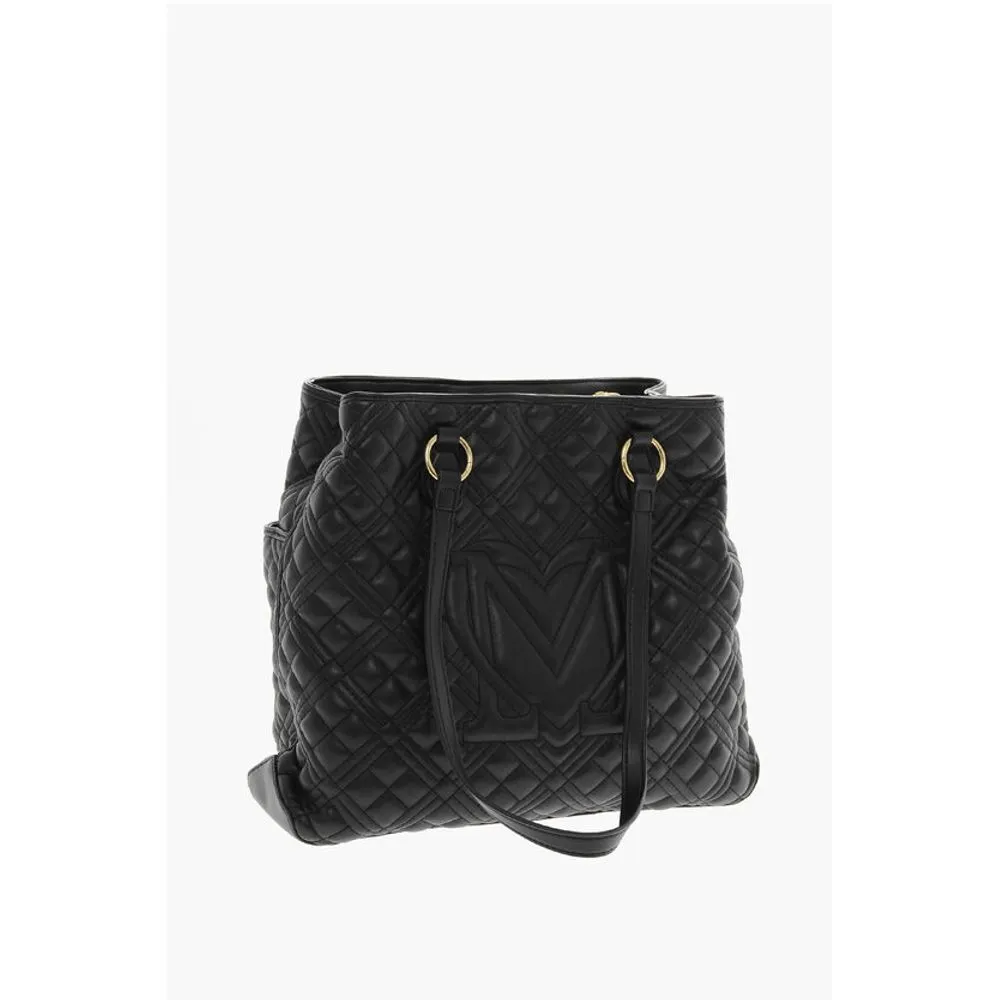 Moschino LOVE Quilted Faux Leather Tote Bag with Matching Pouch