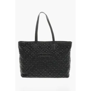 Moschino LOVE Quilted Faux Leather Tote Bag with Metal Logo