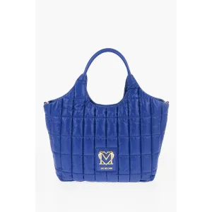 Moschino LOVE Quilted Nylon Tote Bag with Faux Leather Trims