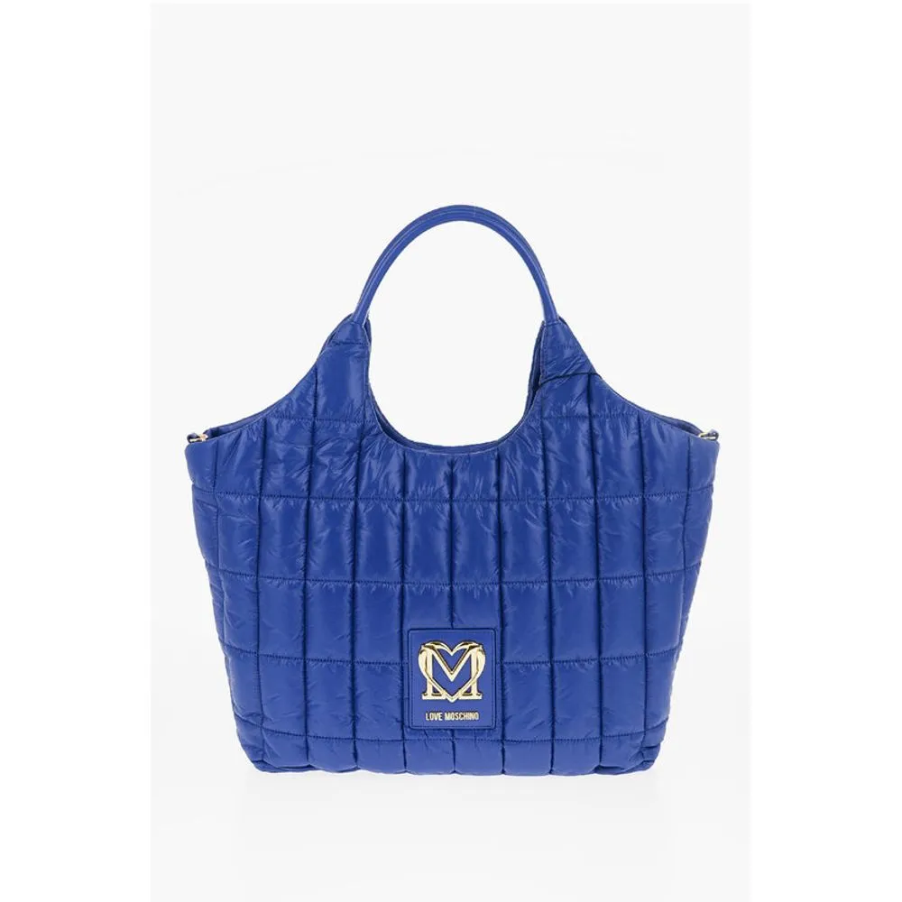 Moschino LOVE Quilted Nylon Tote Bag with Faux Leather Trims