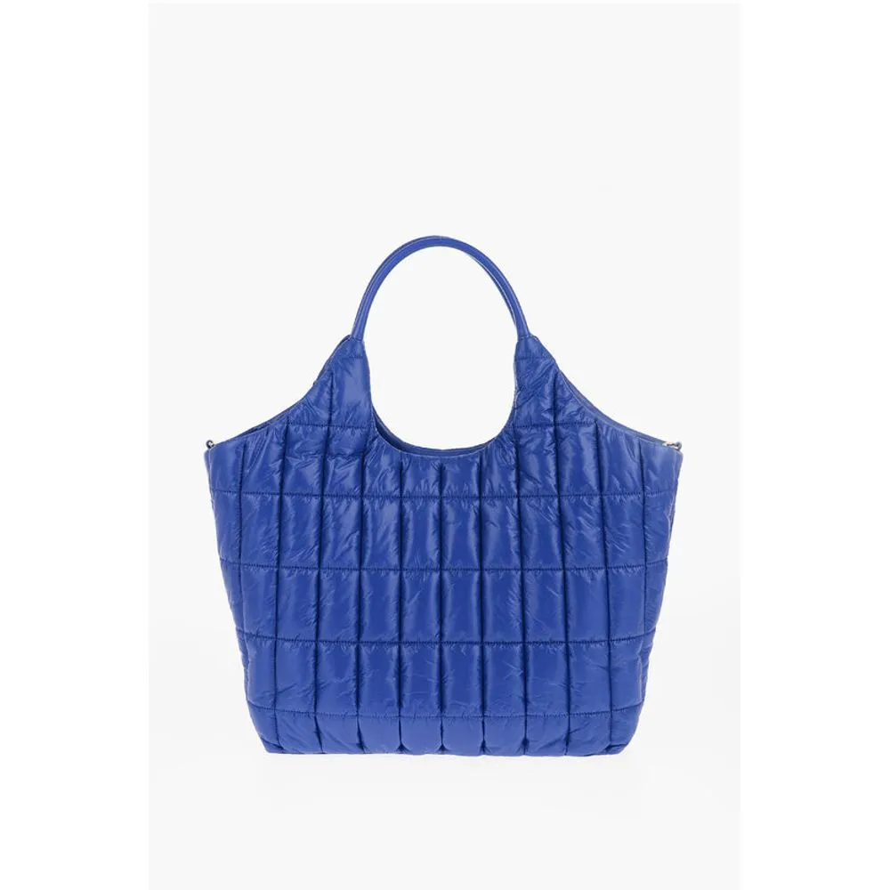 Moschino LOVE Quilted Nylon Tote Bag with Faux Leather Trims