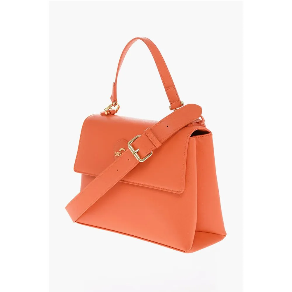 Moschino LOVE Saffiano Faux Leather Hande Bag with Removable Shoulder