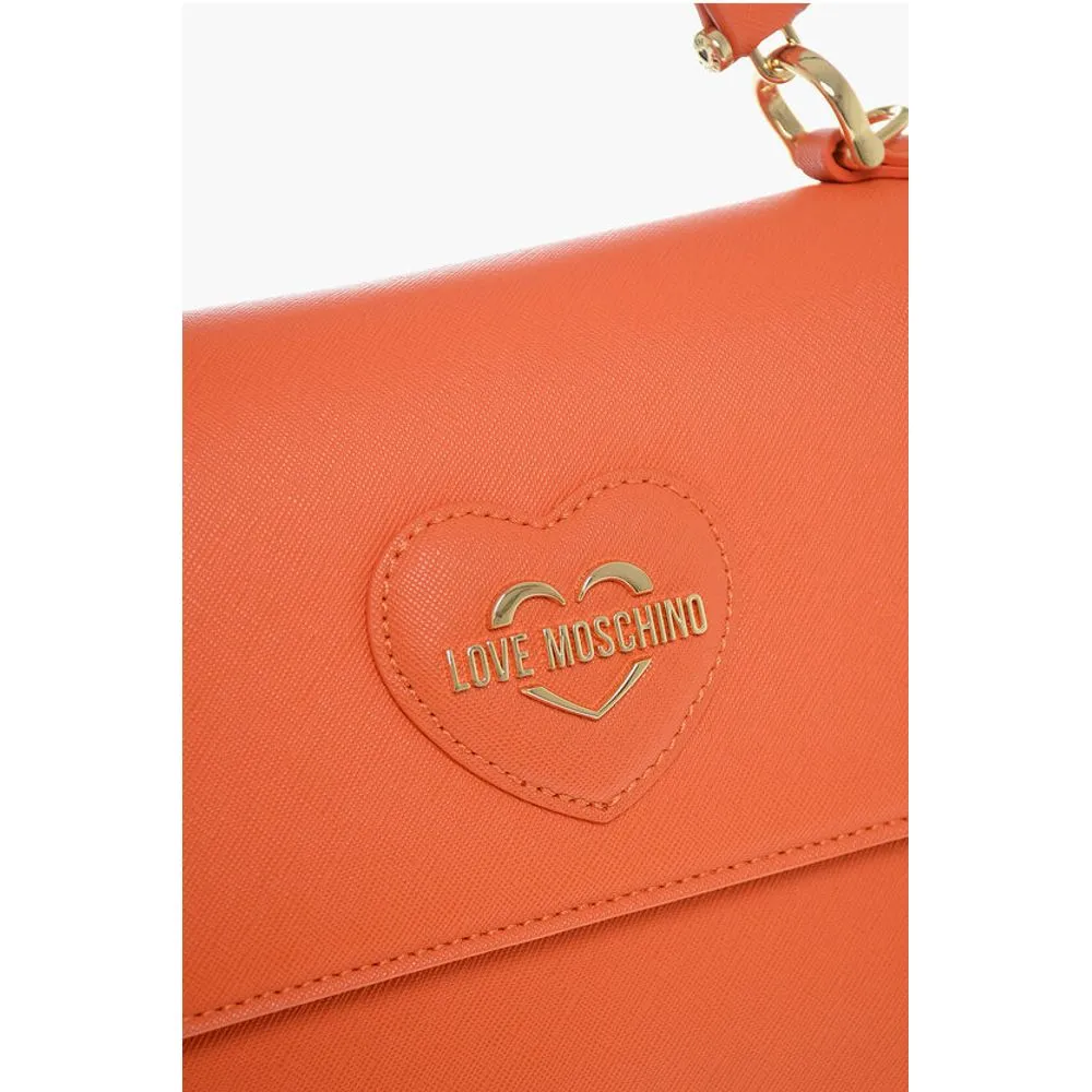 Moschino LOVE Saffiano Faux Leather Hande Bag with Removable Shoulder