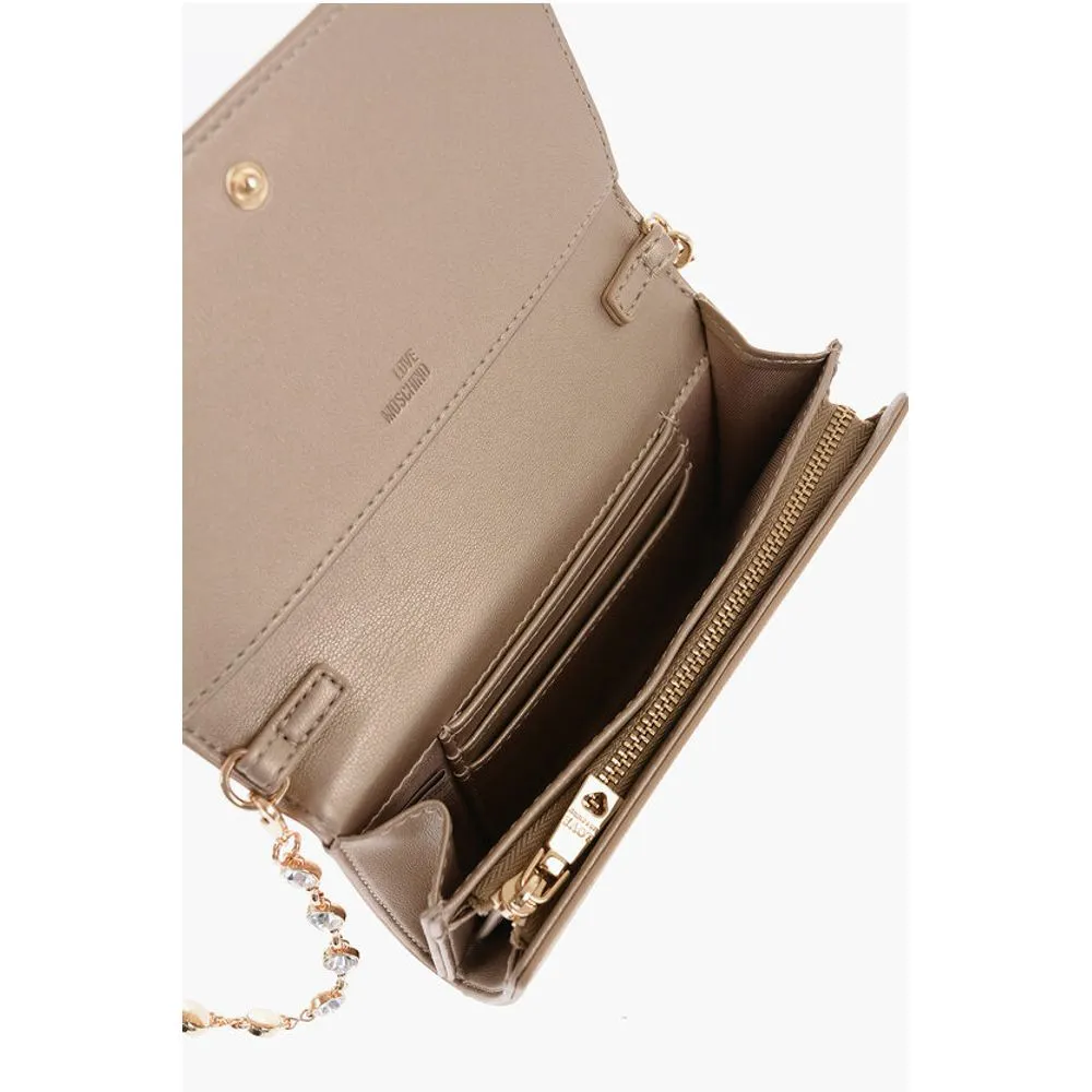 Moschino LOVE Saffiano Faux Leather Wallet with Removable Chain