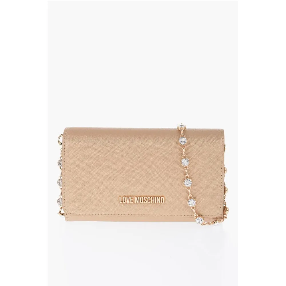 Moschino LOVE Saffiano Faux Leather Wallet with Removable Chain