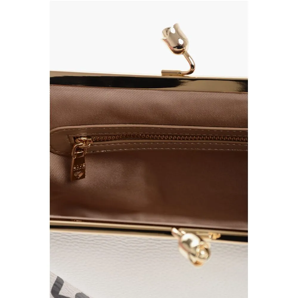 Moschino LOVE Solid Color Handbag with Printed Logo and Removable Cha