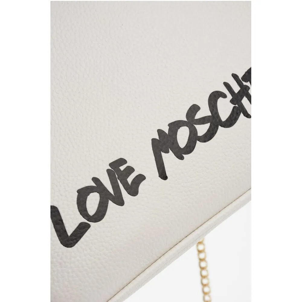 Moschino LOVE Solid Color Handbag with Printed Logo and Removable Cha