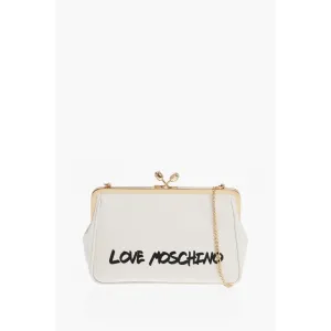 Moschino LOVE Solid Color Handbag with Printed Logo and Removable Cha