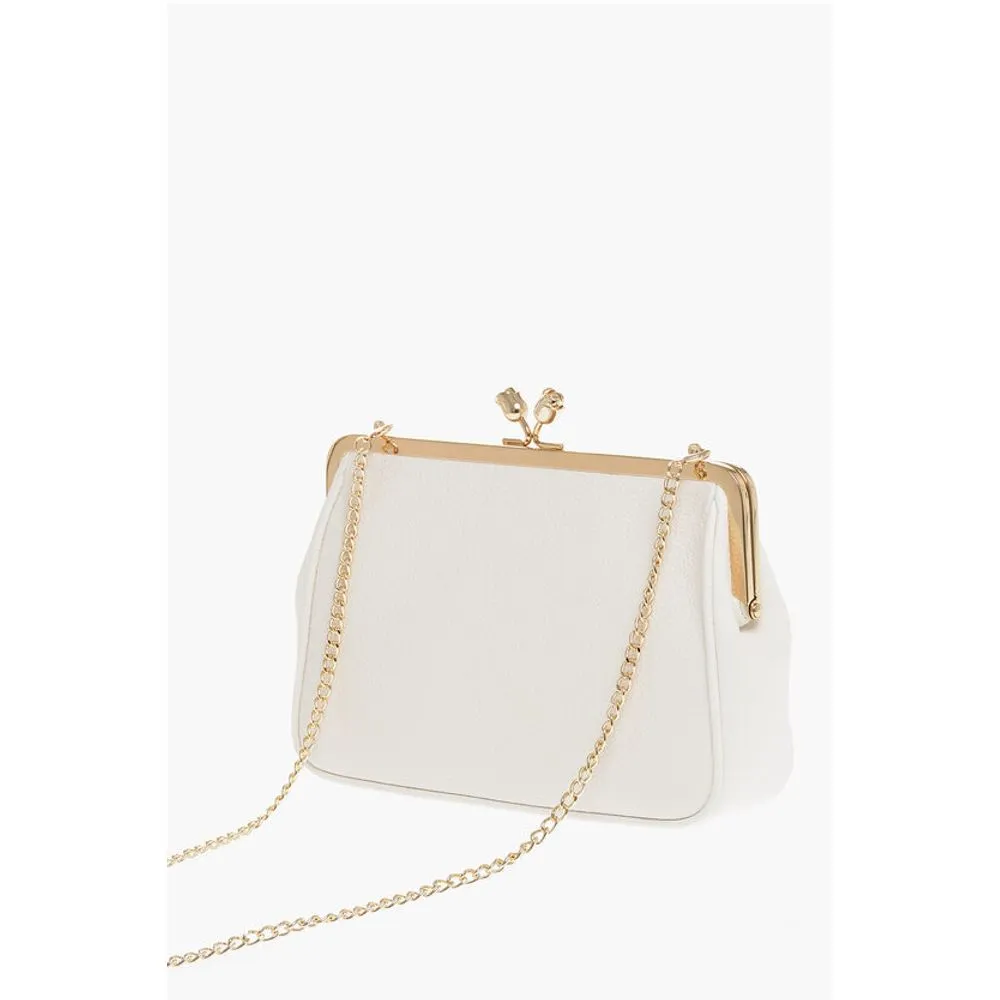 Moschino LOVE Solid Color Handbag with Printed Logo and Removable Cha