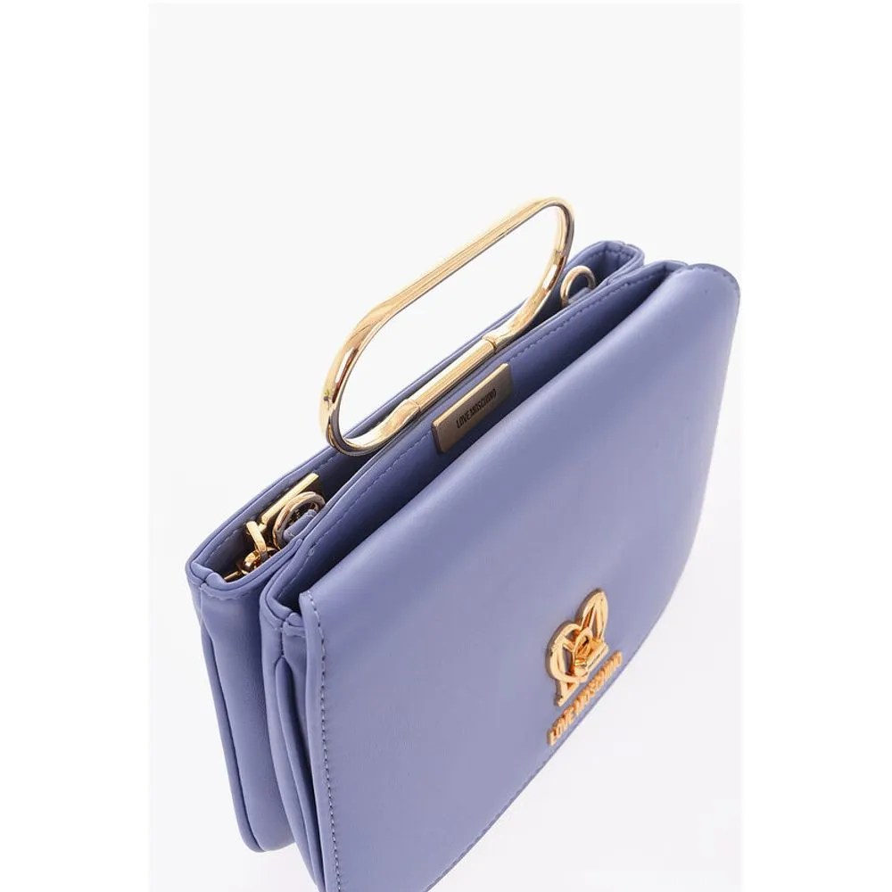 Moschino LOVE Solid Color Handbag with Removable Faux Fur Handle
