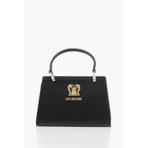 Moschino LOVE Solid Color Handbag with Removable Faux Fur Women's Handle