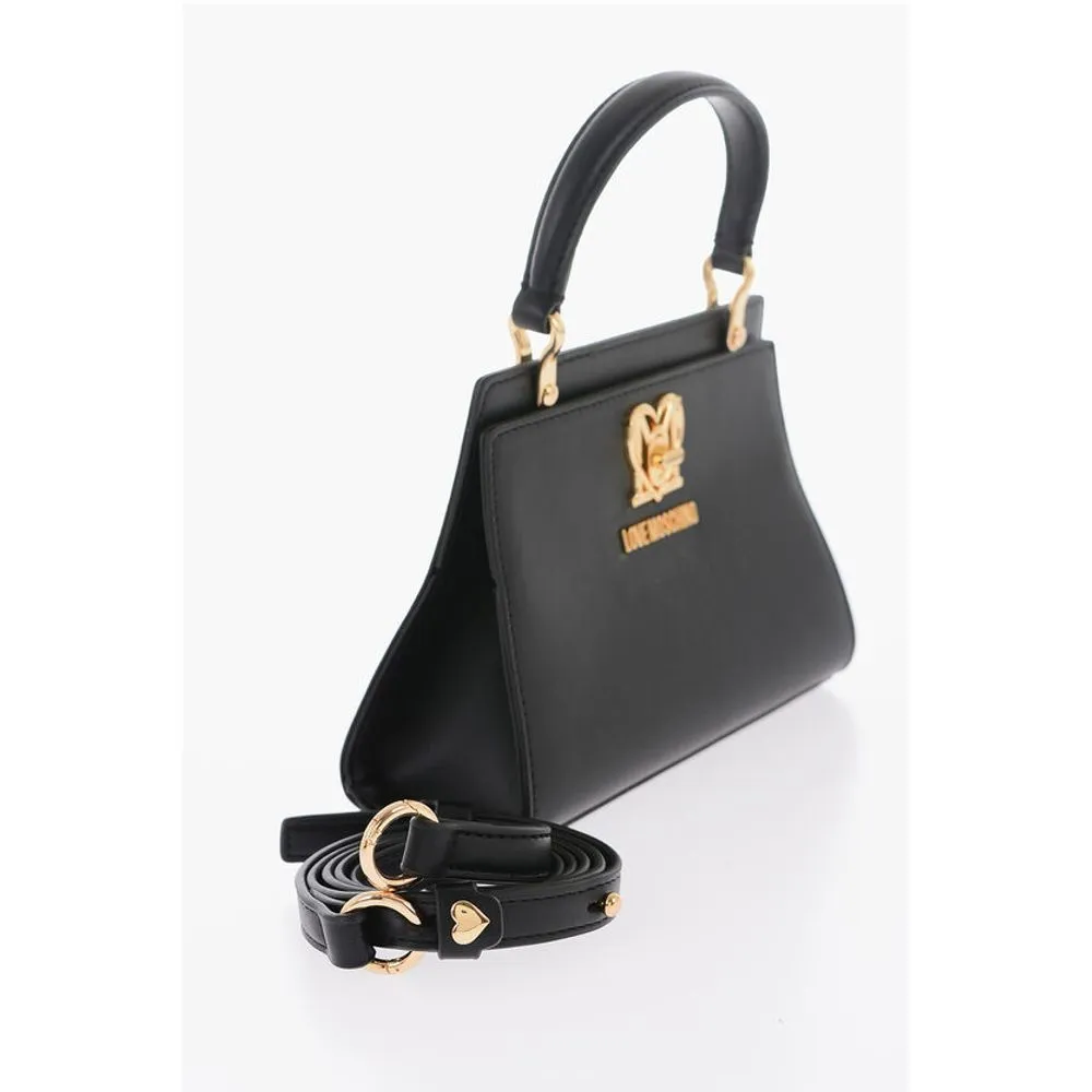 Moschino LOVE Solid Color Handbag with Removable Faux Fur Women's Handle