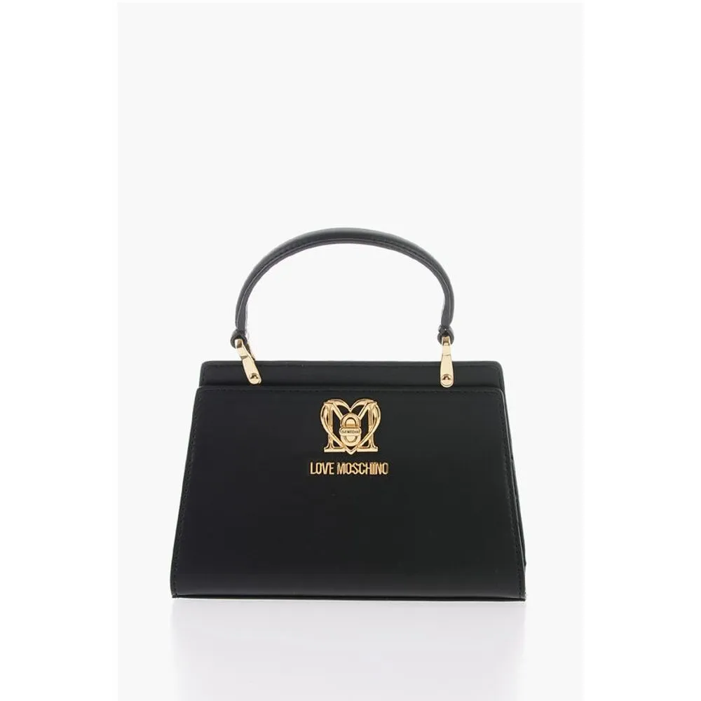 Moschino LOVE Solid Color Handbag with Removable Faux Fur Women's Handle