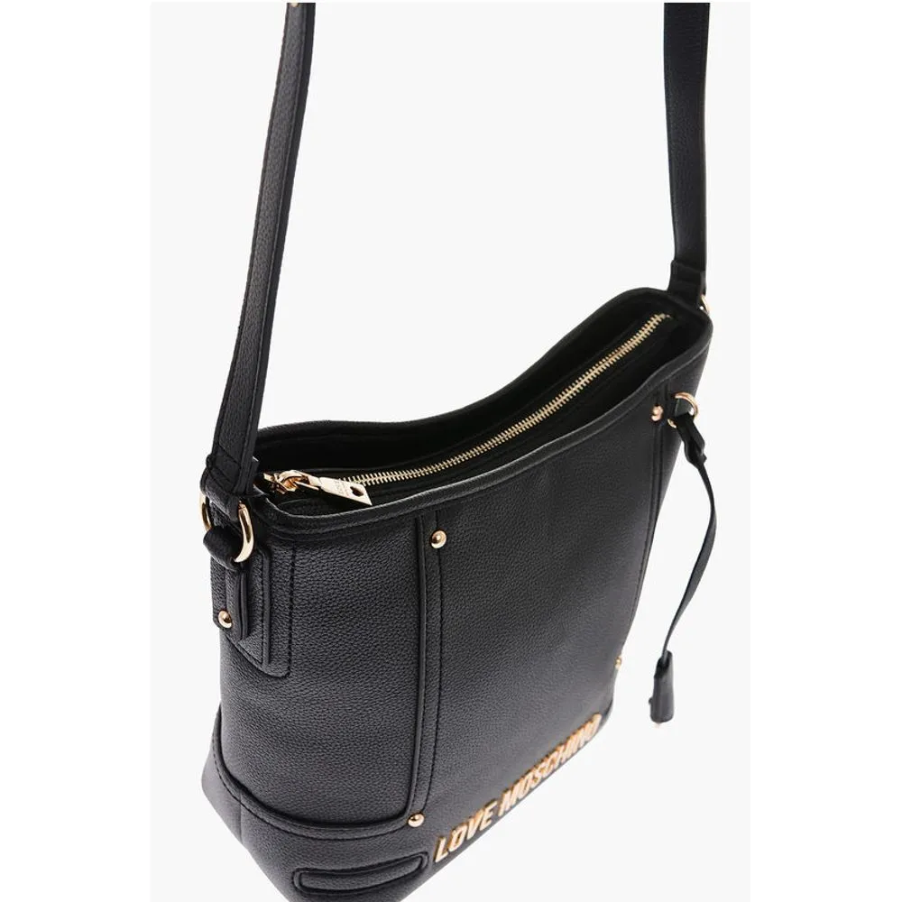 Moschino LOVE Texture Faux Leather Tote Bag with Embossed Logo