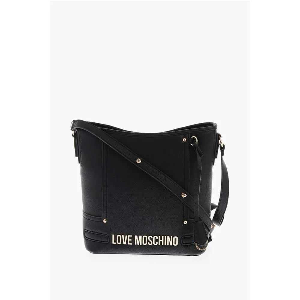 Moschino LOVE Texture Faux Leather Tote Bag with Embossed Logo
