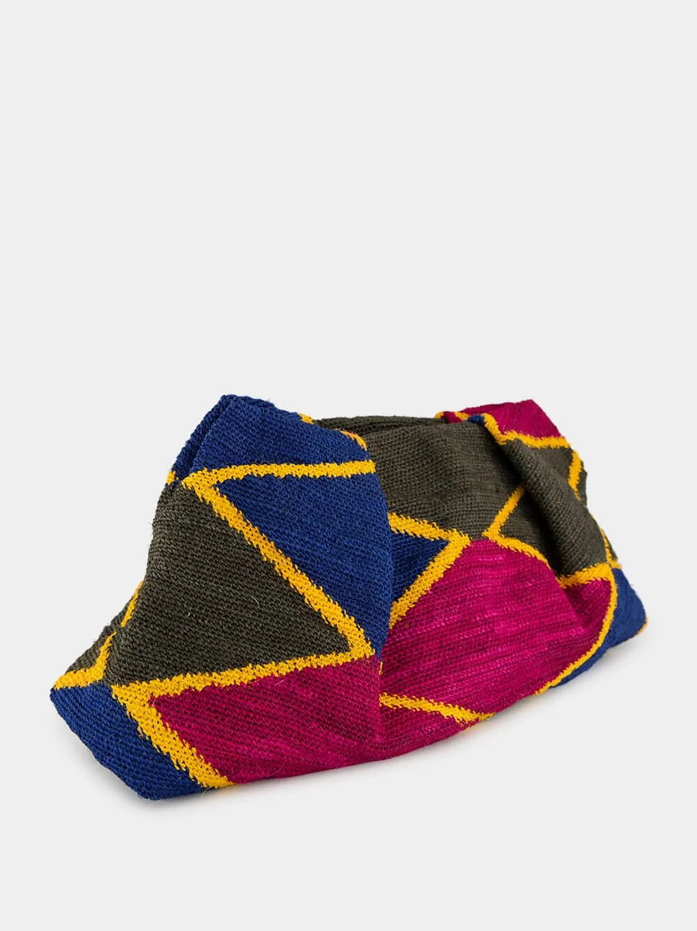 Multicolour Rhombus Sisal Maxi Pouch