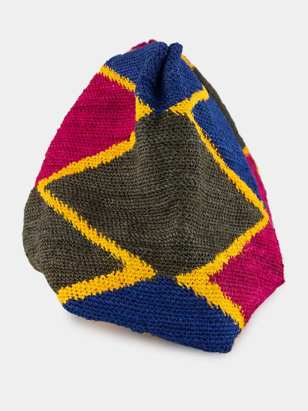 Multicolour Rhombus Sisal Maxi Pouch