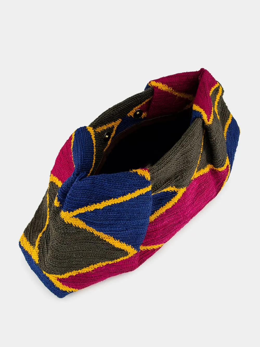Multicolour Rhombus Sisal Maxi Pouch