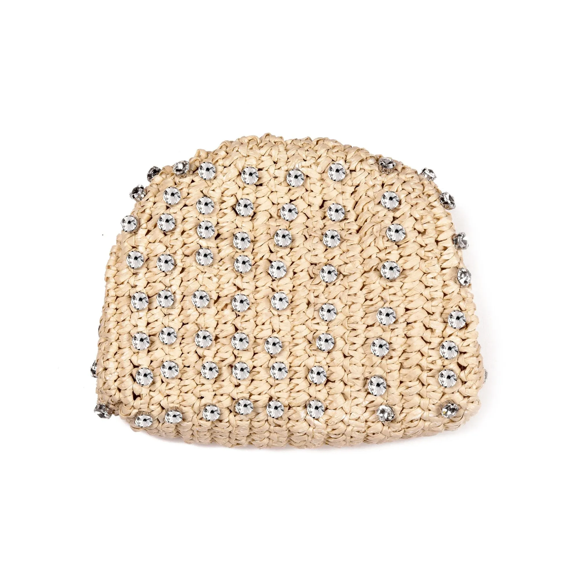 Natural Raffia Crystal Clutch
