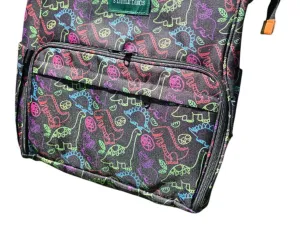 Neon Dino Diaper Backpack In Black