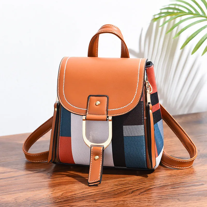 New Casual Fashion Plaid Travel Large Capacity Backpack