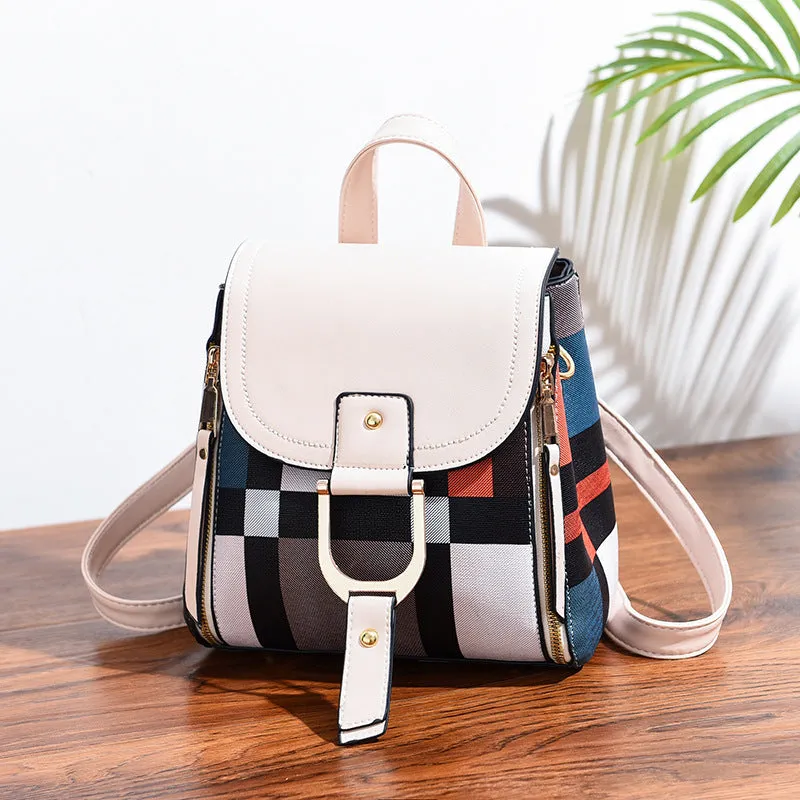 New Casual Fashion Plaid Travel Large Capacity Backpack