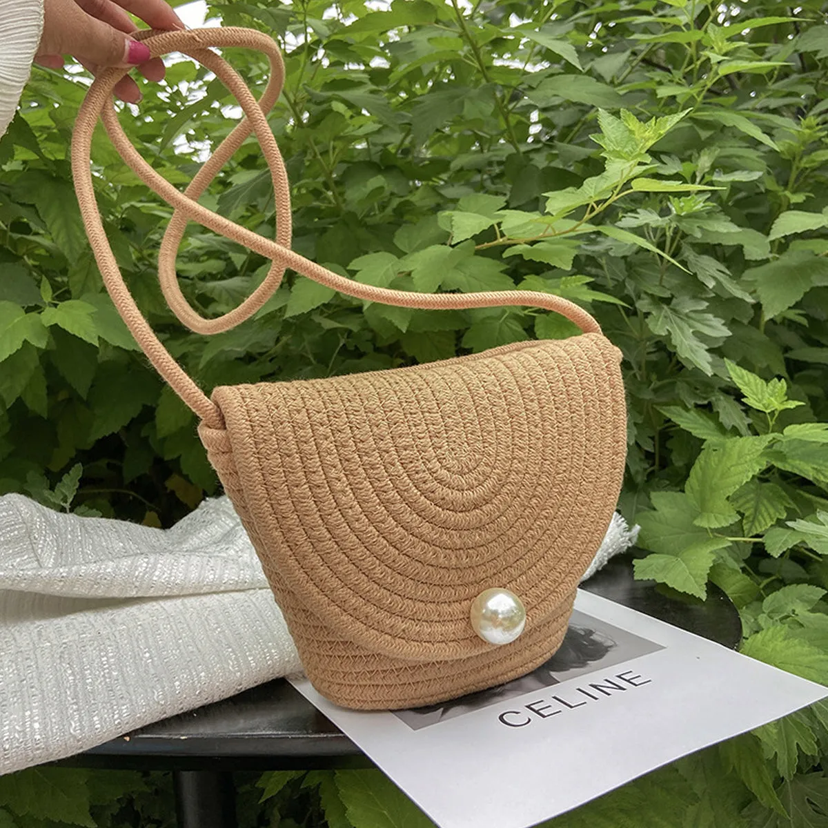 New Fashion Braided Cotton Rope Shoulder Bucket Bag