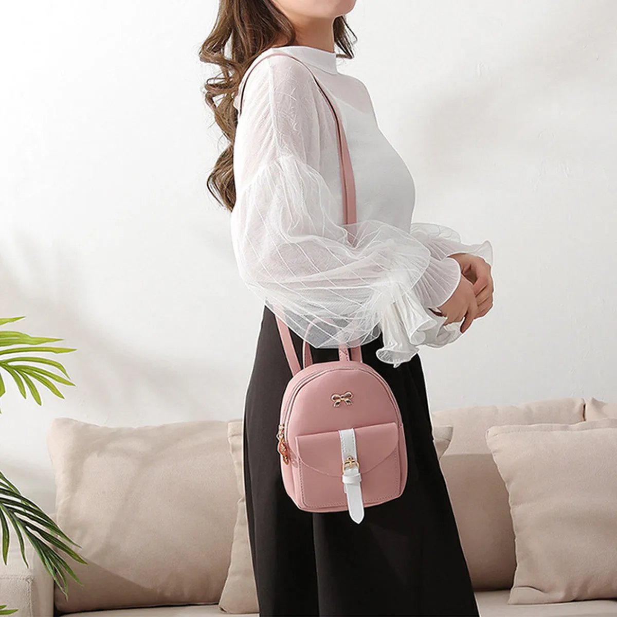 New Fashion Trend Bow Ladies Small Backpack