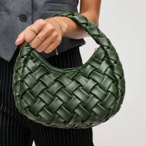 Noreen Woven Clutch Bag In Forest Green